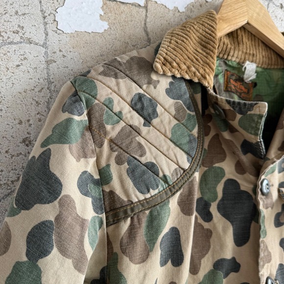 Vintage 70s SafTBak Duck Camo Hunting Jacket Men L Frog Skin Corduroy Field Coat - Picture 4 of 12